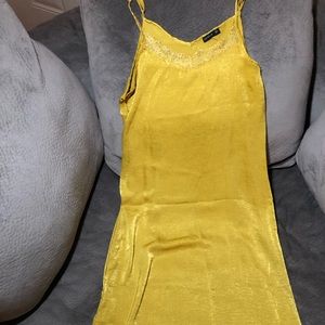 Vibrant mustard silk midi cotton on dress size small